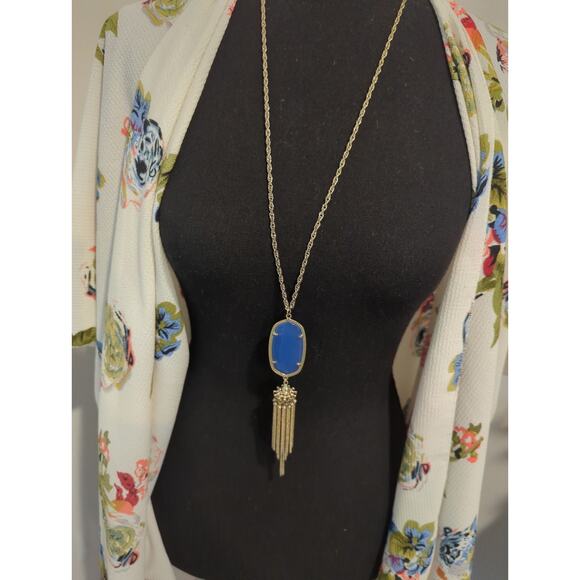 Kendra Scott Jewelry - Kendra Scott Rayne Blue Gold Stone Tassel Necklace